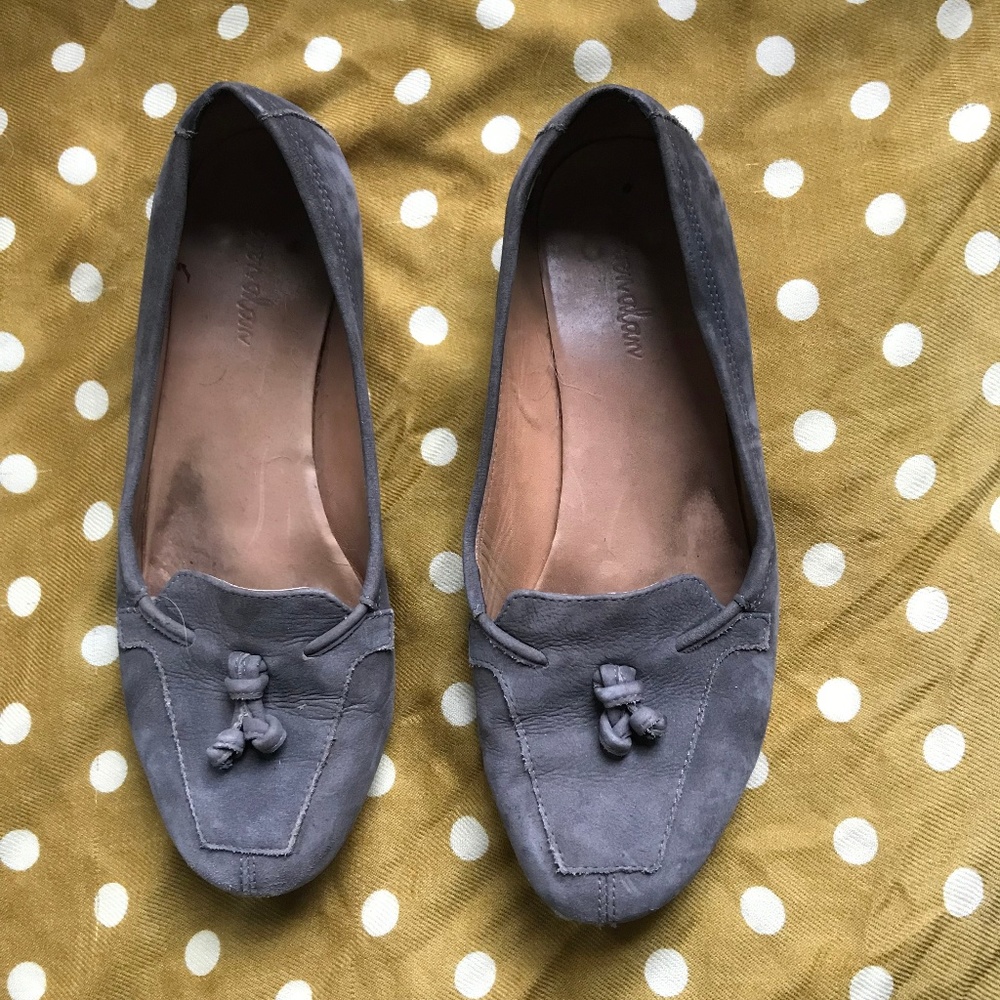 Grey Suede Tassel Loafers